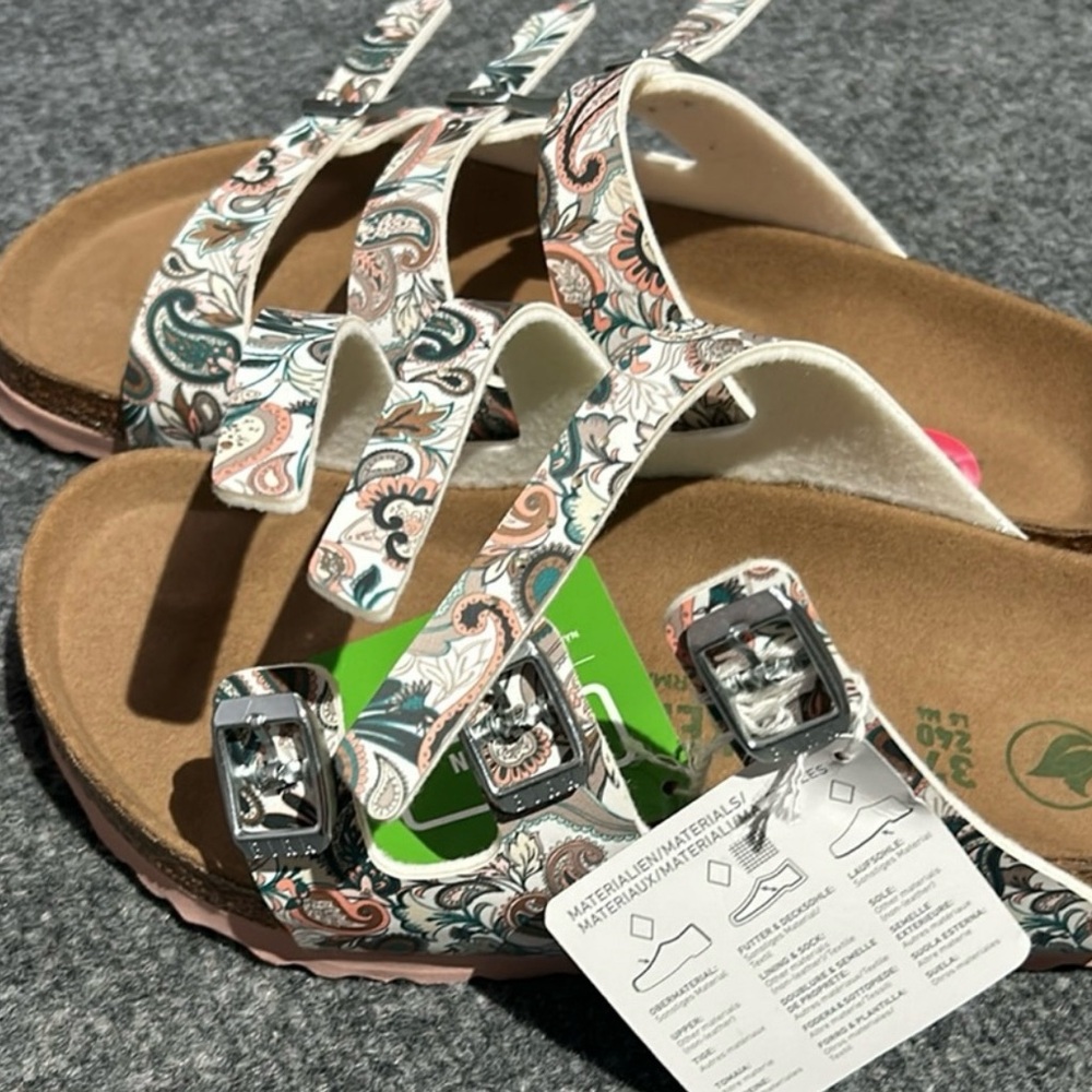 Birkenstock Pink and Green Sandals with Adjustable Straps